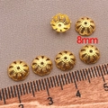 8mm hohle Blütenperlenkappen in 18K Vergoldung für DIY-Schmuckherstellung - 8mm / 18K Gold