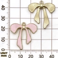 Colgante de lazo esmaltado rosa con borde dorado para joyería DIY en rejilla - 27x26mm / Rosa (Mariposa Grande)