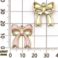 Colgantes de lazo en esmalte rosa y oro con escala de 20 mm para joyería DIY - 20x18 mm / Rosa (Cinta Hueca)
