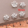10mm versilberte hohle Perlenkappen für DIY Schmuckherstellung und Armband Zubehör - 10mm / Silber