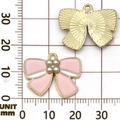 Colgante de lazo en esmalte rosa con perlas para creación de joyas DIY 25mm - 22x17mm / Rosa (Lazo Perla)
