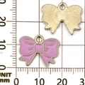 Colgante de lazo de esmalte rosa con baño de oro para joyería DIY y llaveros - 14x18mm / Rosa (Estilo Pajarita)
