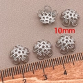 Silberne 10mm hohle Blüten-Perlenkappen in Blütenblattform für DIY-Schmuckherstellung - 10mm / Weißgold