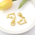 Goudkleurige dolfijn sleutelhangers met draaibare karabijnsluiting voor DIY sieraden - Dolfijn (12820)
