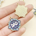Golden DAD star enamel pendant with blue oil drip for Father's Day keychains - Blue Enamel Father's Day Badge (23012)