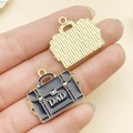 Father's Day black enamel briefcase charm with gold DAD text for DIY keychains - Blue Enamel Father's Day Briefcase (23013)