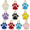 Colorful metal paw print pendants in ten vibrant colors for DIY jewelry making - Small Double Sided Enamel Cat Paw Set (SN1334)