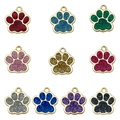 Set of ten colorful glitter paw print metal charms with gold frames for DIY jewelry crafts - Large Enamel Single Sided KC Gold Cat Paw Set (SN1336)