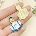 Father's Day cartoon man charm with blue ribbon for keychain DIY accessory - Blue Enamel Father's Day Glasses Character (23015)