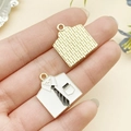 White enamel shirt pendants with black ties for DIY keychain making with gold finish - White Enamel Father's Day Tie Shirt (23017)