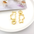 Gouden katvormige karabijnsluiting van zinklegering met draaibare ring voor DIY sleutelhangers - Staande Kat (12840)