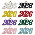 Colgantes coloridos número 2026 para joyas DIY en varios acabados esmaltados - Tamaño Grande Año 2026 Colores Mezclados / 18x37mm