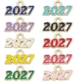 Colgantes coloridos número 2027 en 10 colores de esmalte para collares y joyas DIY - Tamaño Pequeño Año 2027 Colores Mezclados / 9x17mm