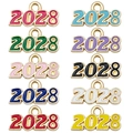 Set de 10 colgantes coloridos año 2028 en aleación y esmalte para bisutería artesanal - Tamaño Pequeño Año 2028 Colores Mezclados / 9x17mm