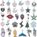 Set van 30 emaille bedeltjes met sterren en harten voor het maken van DIY-sieraden - Gemengde Emaille Veelkleurige Stijl (SN1099)