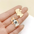 Cartoon dog enamel alloy charm for DIY bracelets featuring white and brown colors - Orange White Enamel Basset Hound (22999)