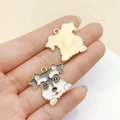 Cute Schnauzer enamel alloy dog charm with grey and white drip oil finish and gold back - Gray Enamel Schnauzer (23005)
