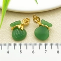 Set of two dark green glass lucky bag charms with golden hollow cloud pattern caps - One 21x16mm 22216g 2.0g [green Glass Money Pouch Buckle]