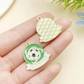Golden soccer ball charm with green enamel and 'SOCCER' text for DIY jewelry making - Rotating Soccer Ball (22941) / 25x25mm