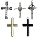 Sammlung von fünf verschiedenen Kreuzanhängern in Vintage-Silber, Türkis und Bicolor-Stilen - Halskette Schlüsselanhänger Großes Kreuz 5er-Set (SN1159)