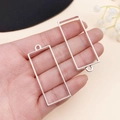 Colgante rectangular hueco de aleación plateada para accesorios de joyería DIY - Bisel de Marco Rectangular (22249)