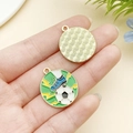 Soccer football enamel charm in gold finish for DIY keychains and jewelry making - Treading Soccer Ball (22945) / 25x21mm