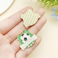 Green enamel soccer ball charm with SOCCER text and golden textured back finish - Star Soccer Badge (22946) / 25x24mm