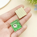 Green enamel football goal pendant with GOAL text for DIY jewelry making accessories - Goal Soccer Ball (22947) / 25x21mm
