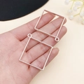 Colgantes cuadrados plateados de aleación geométrica para creación de joyas DIY - Marco Cuadrado Grande (22253)