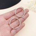Juego de dos marcos de colgantes circulares de metal plateado para joyería DIY - Bisel de Marco Redondo (22255)