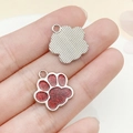 DIY cartoon dog paw pendant charm with sparkling red glitter and silver finish - White K Red Glitter (23328)