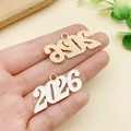 Colgante número 2026 para joyas DIY con esmalte blanco y bordes dorados brillantes - Grande 18x37mm / Blanco