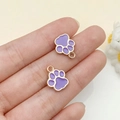 Purple and gold glitter cat paw charm pendants for DIY pet tags and jewelry making - Purple (23311)