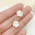 Golden pet paw print DIY charms with white enamel finish for jewelry making - White (23312)