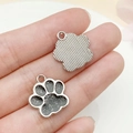 Sparkly black enamel cat paw charm pendant with fine glitter for DIY jewelry making - White K Black Glitter (23330)