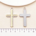 DIY Hip-Hop Kreuzanhänger in Gold und Silber Bi-Color mit Gitterstruktur-Detailansicht - Gelb Weiß K Punk Hip Hop Kreuz (22362)