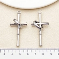 Antiker Silberkreuzanhänger im Bambus-Stil mit 4 cm Höhe und Vintage-Hip-Hop-Finish - Silber Ring Design Kreuz (22363)