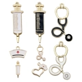 Enamel medical charms set including syringe and stethoscope for DIY jewelry making - Enamel KC Gold Medical Set (SN1233)
