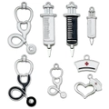 Medical themed DIY jewelry charms set with stethoscopes, syringes and nurse hats - Enamel Medical Set (Stethoscope-Syringe-Nurse Hat)