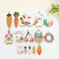 Easter alloy charms set with cute rabbits carrots and colorful eggs for DIY jewelry making - Easter Rabbit Carrot Set (15 Styles) (SN1223)