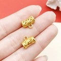 Ciondolo a cilindro traforato in oro opaco con anello per bracciali e gioielli fai da te - Accessorio Traforato a Tre Vie (22559) / 11x9 Foro 4mm