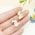 White enamel rabbit charms with pearl detail and golden metal for DIY jewelry making - White Enamel Beaded Rabbit Style