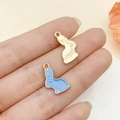 Cartoon Easter bunny pendant in light blue enamel with golden metallic finish - Lake Blue Rabbit Style (9946)