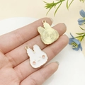 White enamel rabbit charms with gold plating for DIY jewelry necklaces and bracelets - White Enamel Cartoon Rabbit Head Style