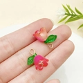 Roze tulp bedeltjes met groene bladeren voor DIY sieraden maken van oorbellen - Rozerood en Oranje