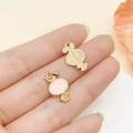 Pink enamel and gold striped candy charms for DIY jewelry and keychain making - Pink Animal Rabbit Style (11045)