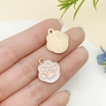 DIY jewelry charm with white and pink enamel cat paw design in gold-toned alloy - Flesh Pink Bear Paw Cat Claw Style