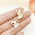 Cute bunny charm with white enamel, pink bow and pearl accent for DIY jewelry - White Dotted Rabbit Style (11940)