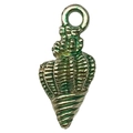 Colgante caracola de bronce antiguo para joyería DIY con textura espiral de metal - Caracol Marino Verde (8599)