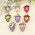 Colorful acrylic strawberry pendants set with gold metal hooks for DIY jewelry crafts - Multicolor Variety Set (SN1201)
